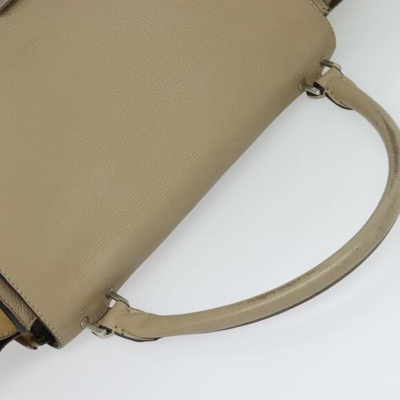 CELINE Trapeze Hand Bag Leather Beige Silver - Picture 6 of 13